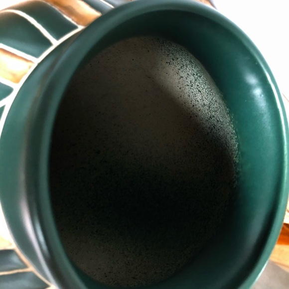 Vintage Art Deco Tall Dark Green Stoneware Vase - Picture 5 of 12